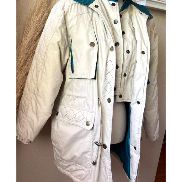 Vintage Current Seen Teal Quilted Jacket Womens Size Small Winter Coat Outerwear - Picture 4 of 12